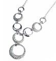 Sterling Silver CZ Circle Link Lariat Necklace