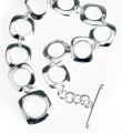 Sterling Silver Open Circle Link Toggle Bracelet